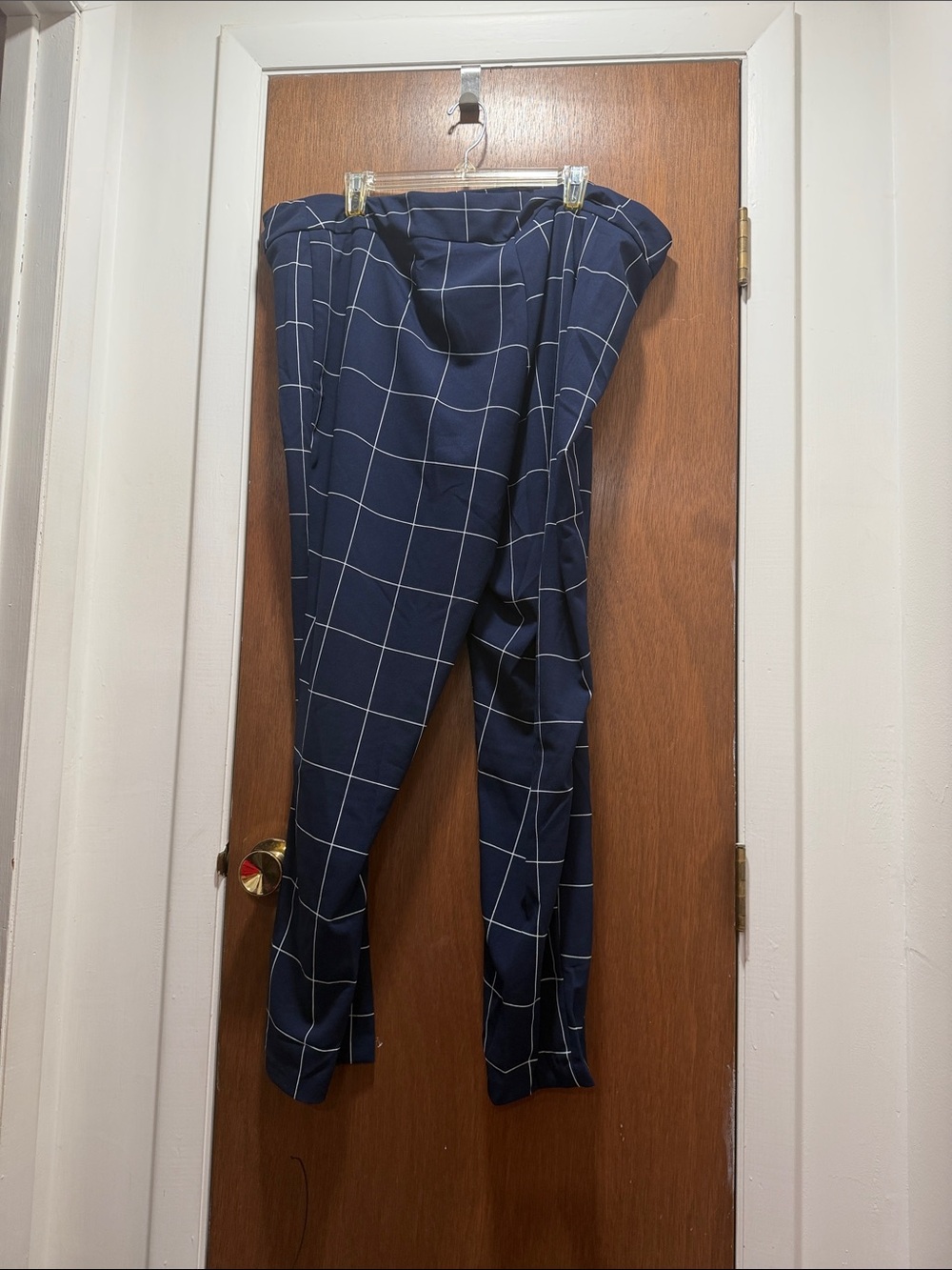 Classic Navy Windowpane Women's Pantsuit